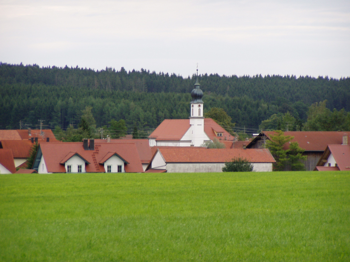 Зеленый луг в городе Лэнгенфельд, Австрия