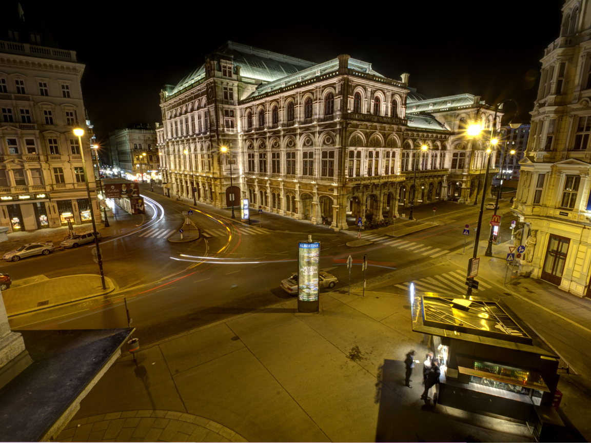 Ночные огни в городе Вена, Австрия