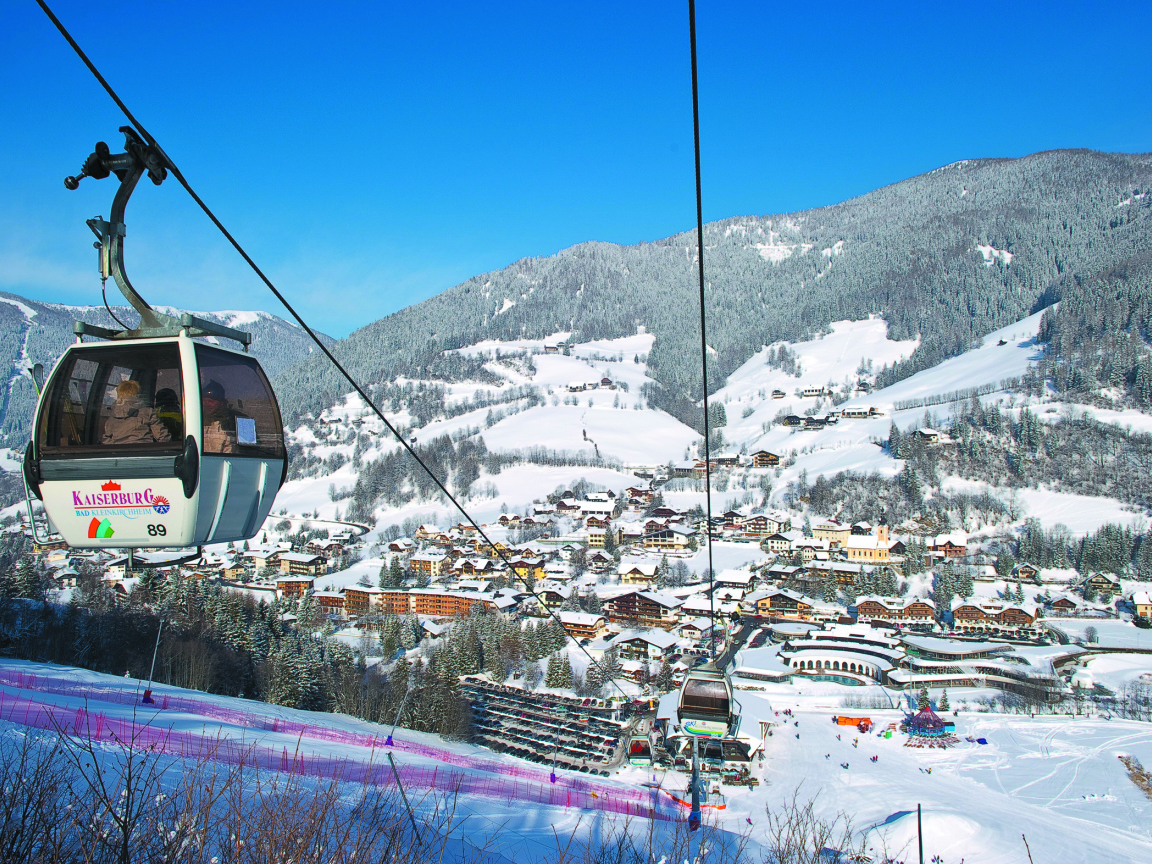 Подъемник зимой на горнолыжном курорте Бад Кляйнкирххайм, Австрия