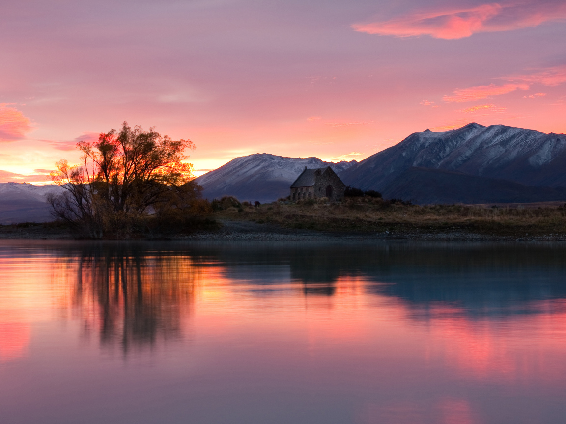Рассвет на озере Текапо, Новая Зеландия