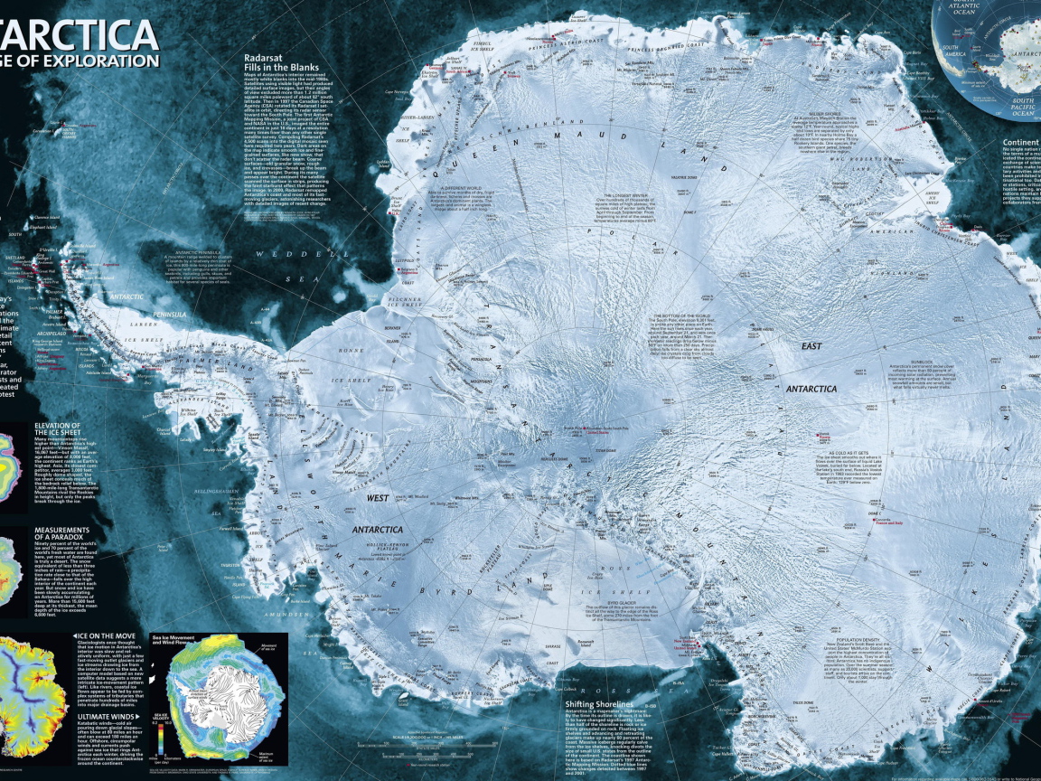 Большая подробная карта Антарктики