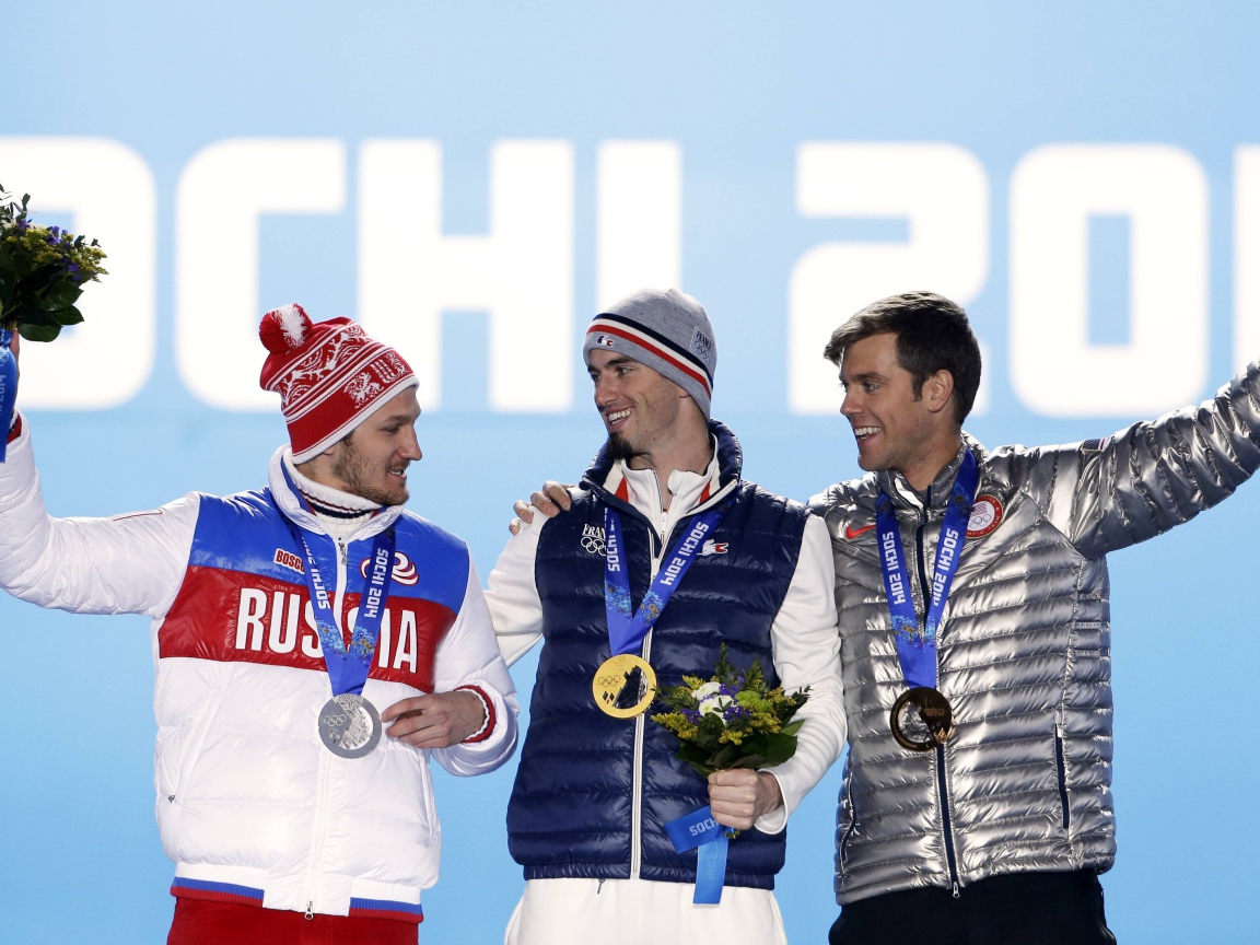 Обладатель бронзовой медали в дисциплине сноуборд Алекс Диболд на олимпиаде в Сочи