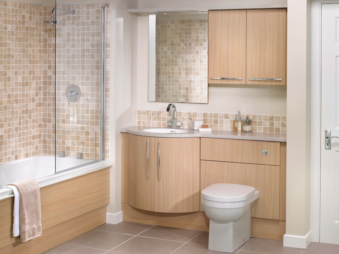 Коричневый декор ванной