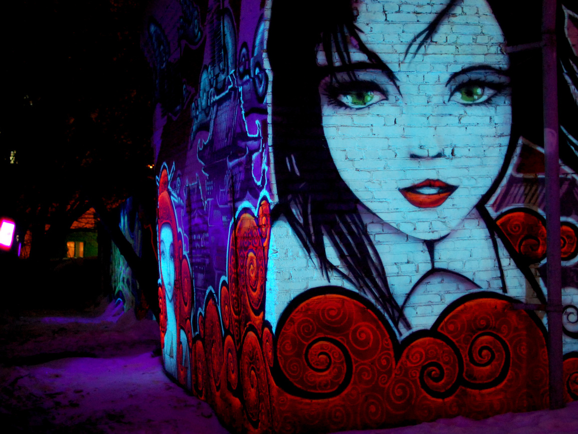 Граффити, зеленоглазая девушка