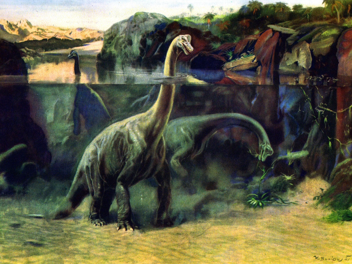 Травоядные динозавры в воде
