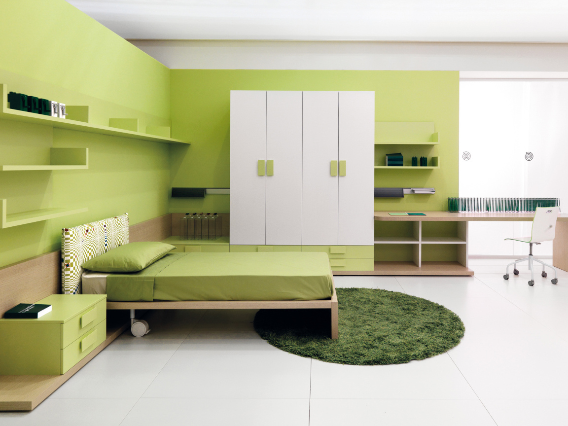 Светло зеленый цвет в спальне