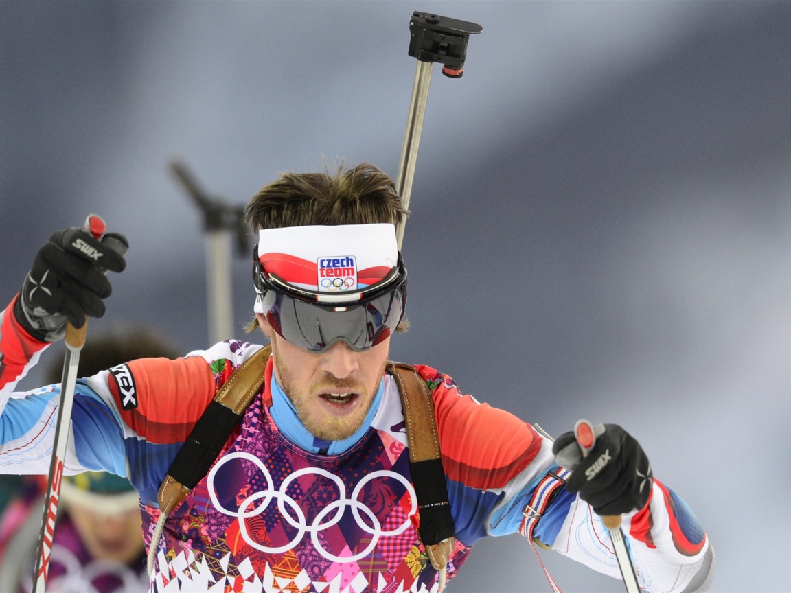 Обладатель серебряной и бронзовой медали в дисциплине биатлон Ярослав Соукуп на олимпиаде в Сочи