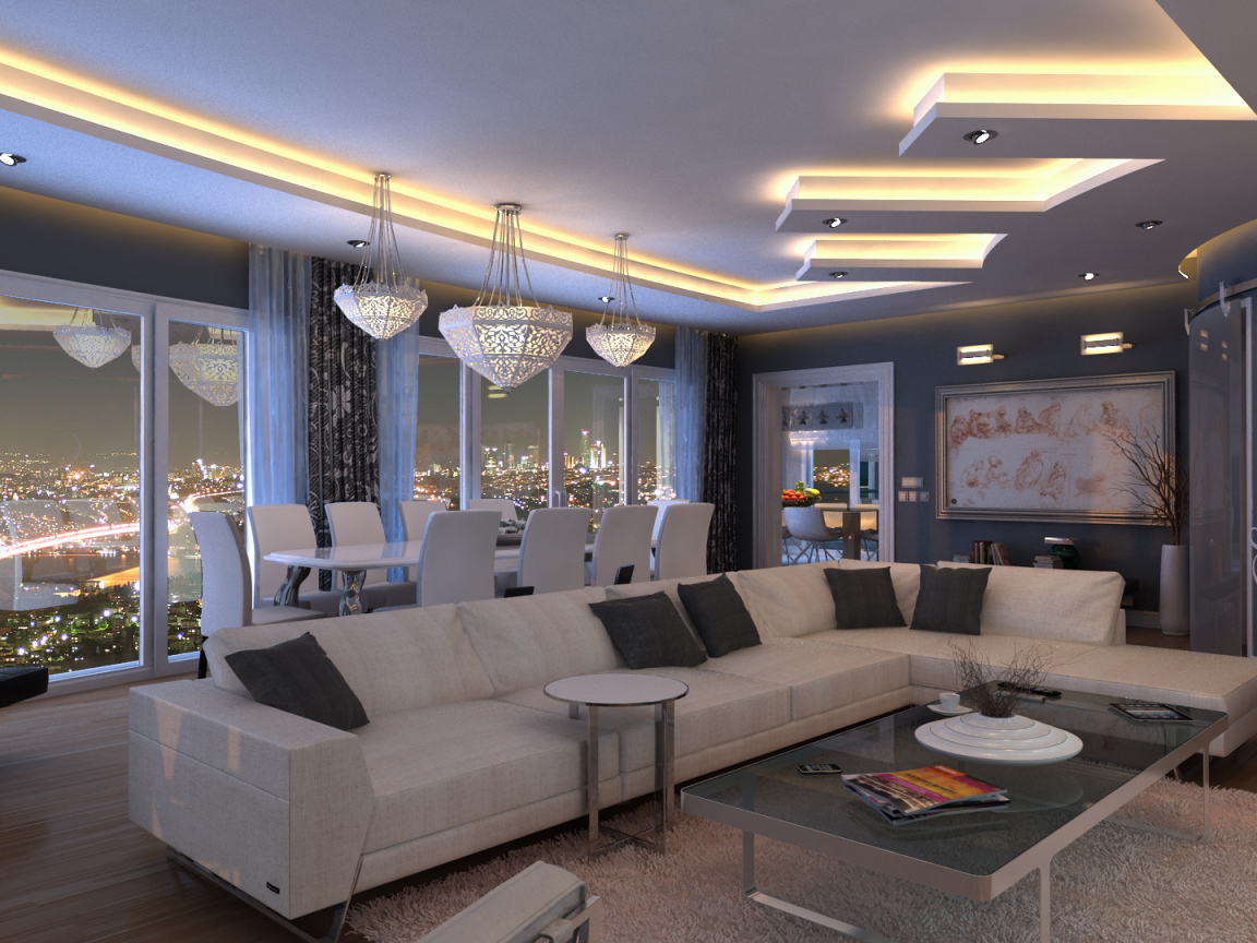 Большой белый диван