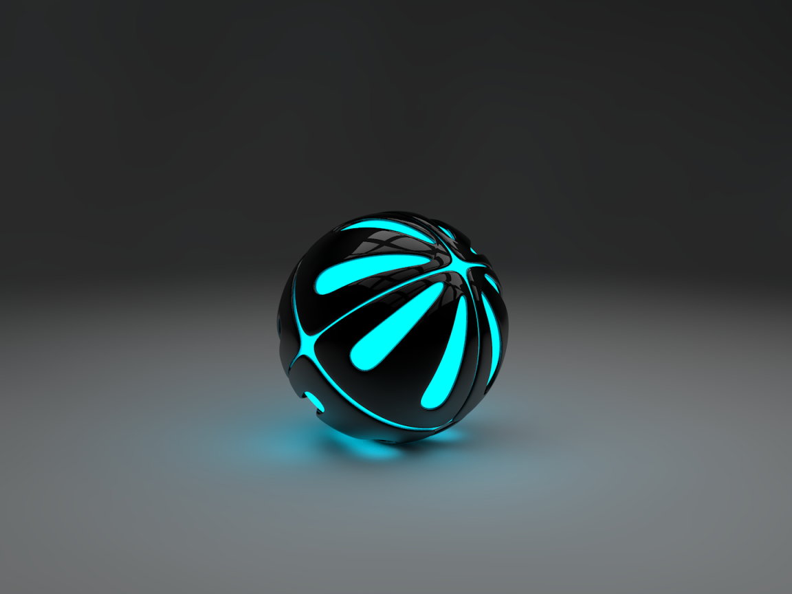 Голубой шар на сером фоне, 3-Д графика