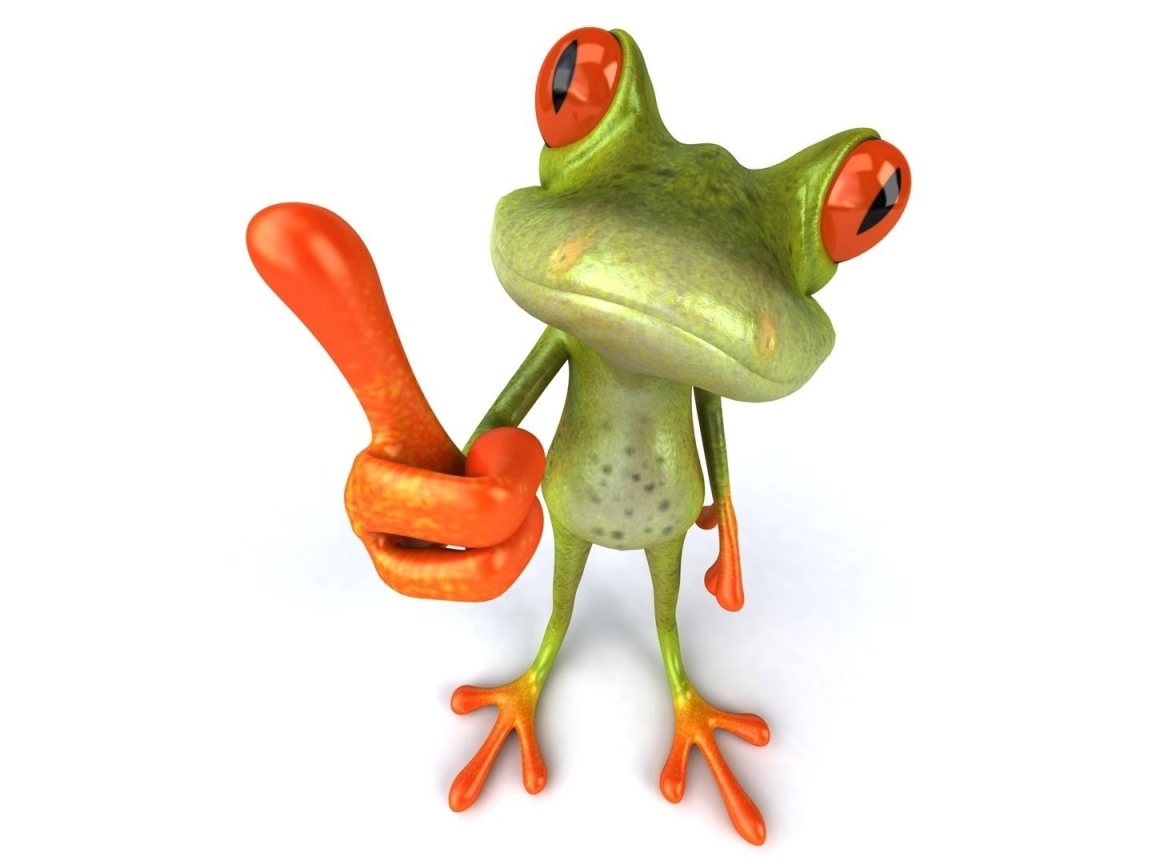 Лягушка показывает палец, 3Д графика