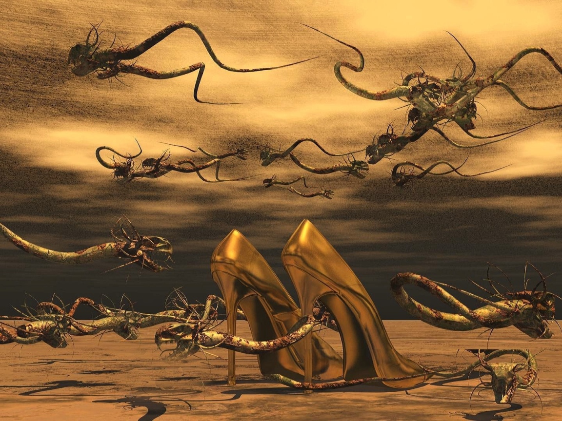 Золотые женские туфли на шпильках