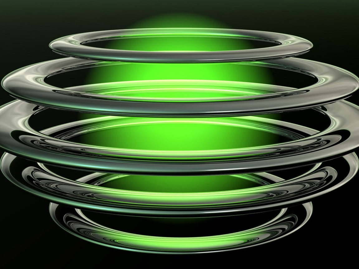 Зеленая плазма в кольцах из металла