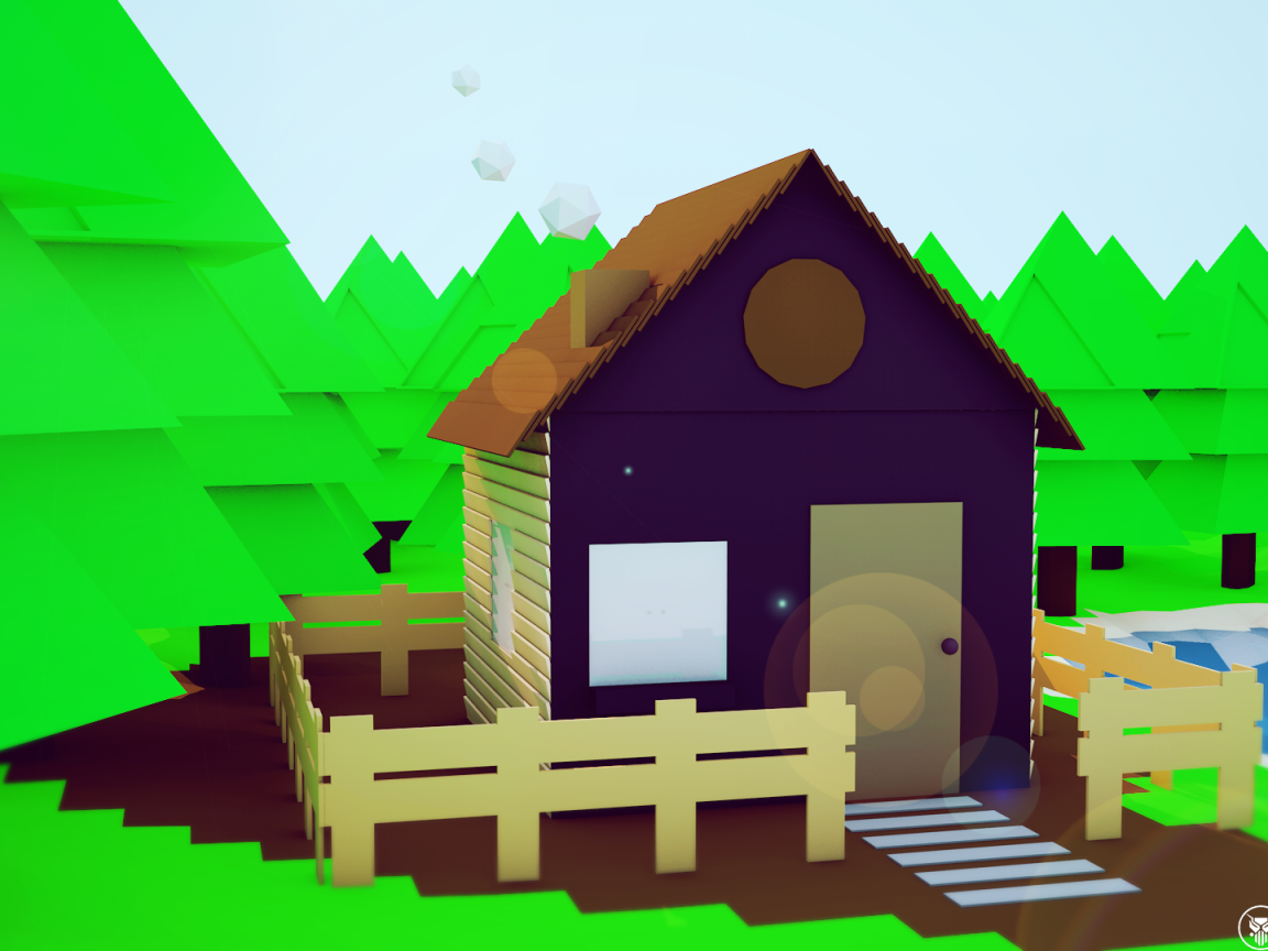 Домик среди леса, 3Д графика