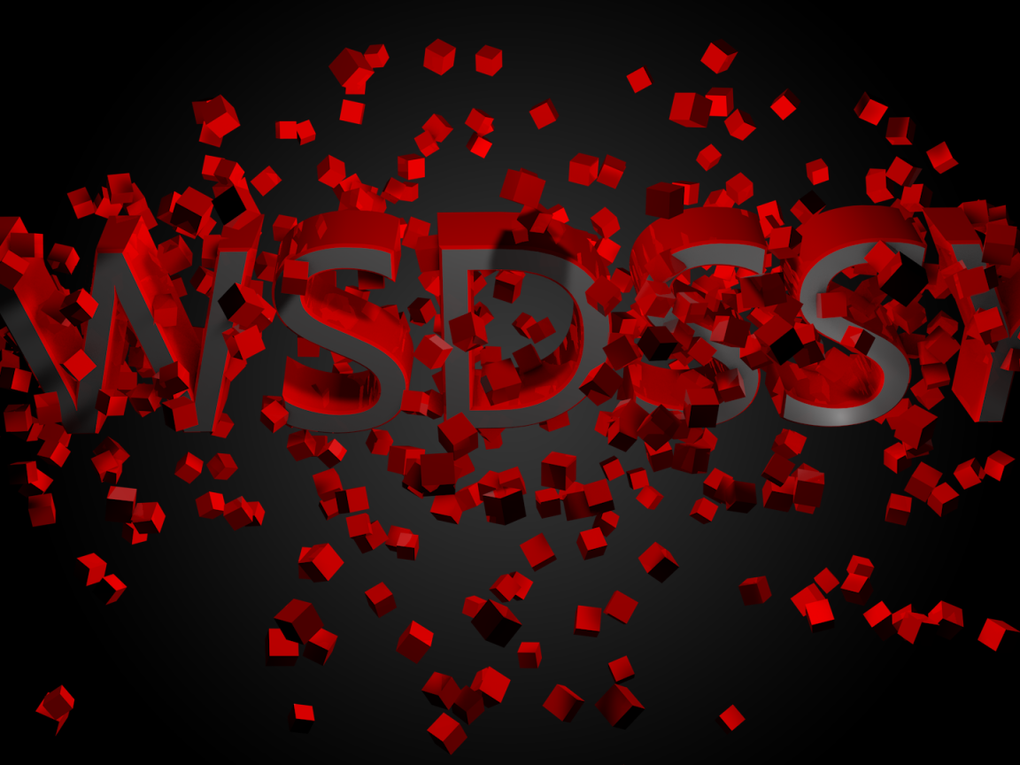 Буквы из красных кубов на черном фоне