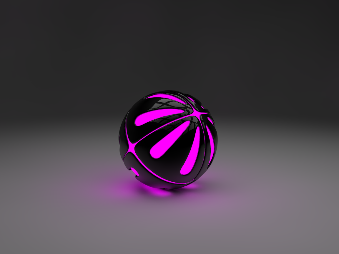 Сиреневый шар на сером фоне, 3-Д графика