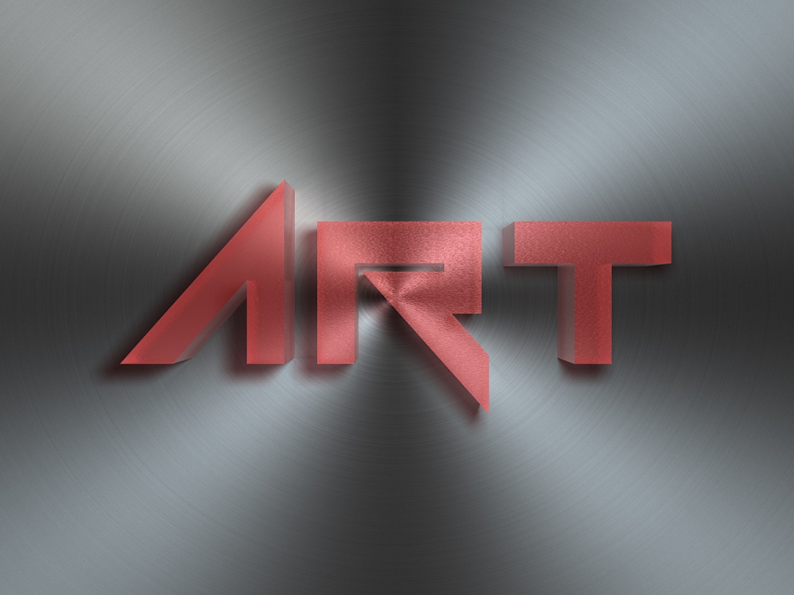 Красная надпись Арт на металле, 3д графика