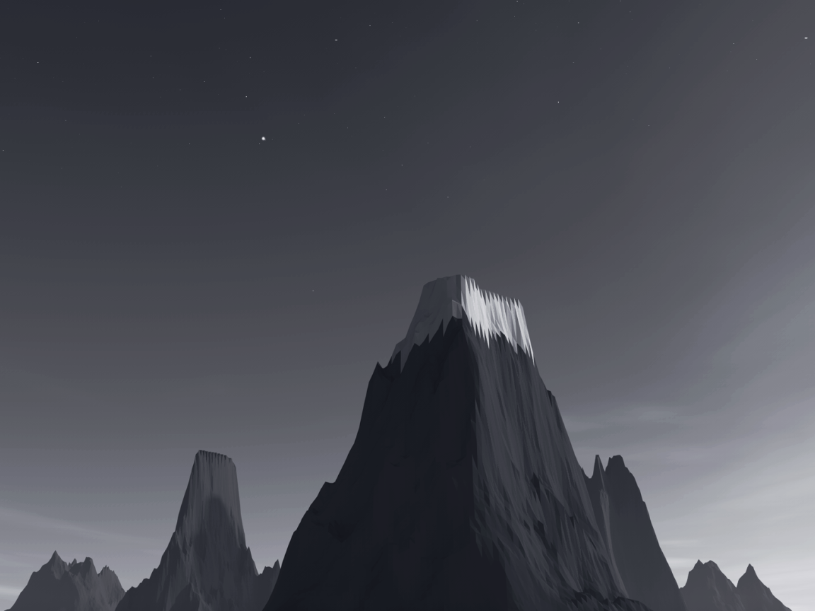 Снег на серой горе, 3Д графика