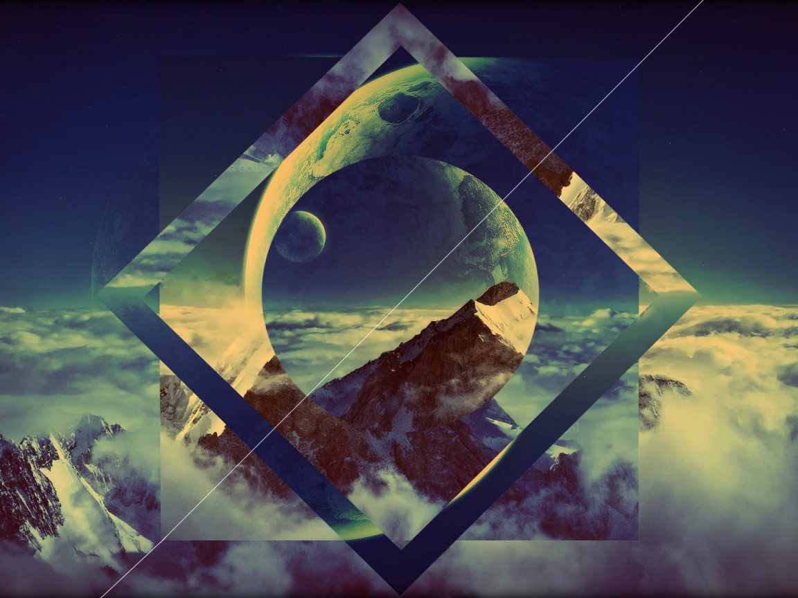 Квадрат на фоне гор