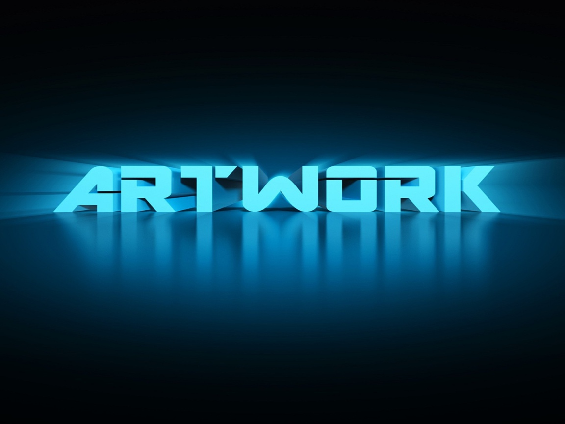 Голубые буквы на темном фоне, 3Д графика