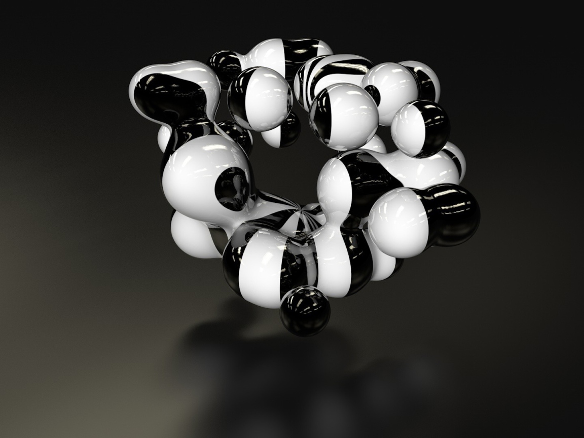 Конструкция из черно-белых шаров, 3Д модель