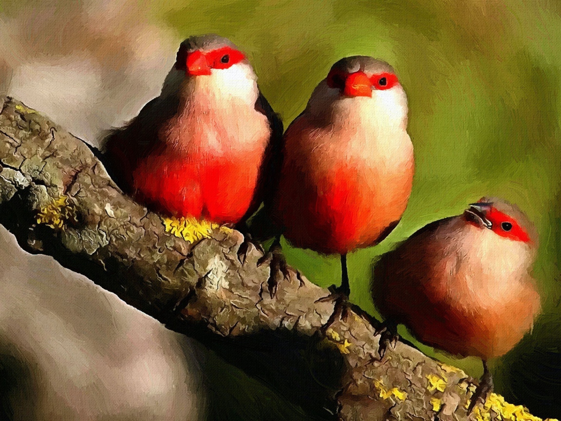 Три птицы на картине