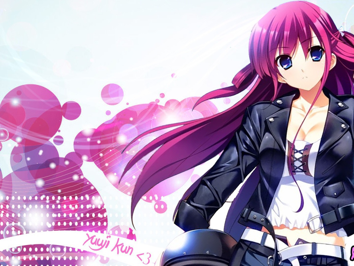 Девушка с розовыми волосами в аниме Натюрморт в серых тонах