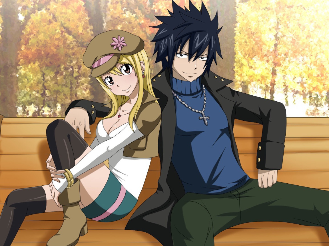 Парень и девушка в аниме Сказка о хвосте феи