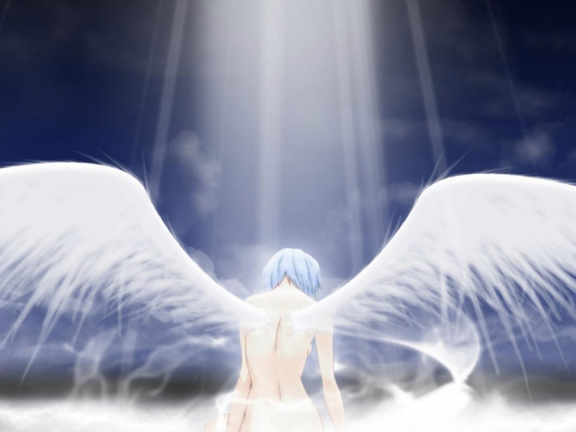 Ангел аниме в лучах света