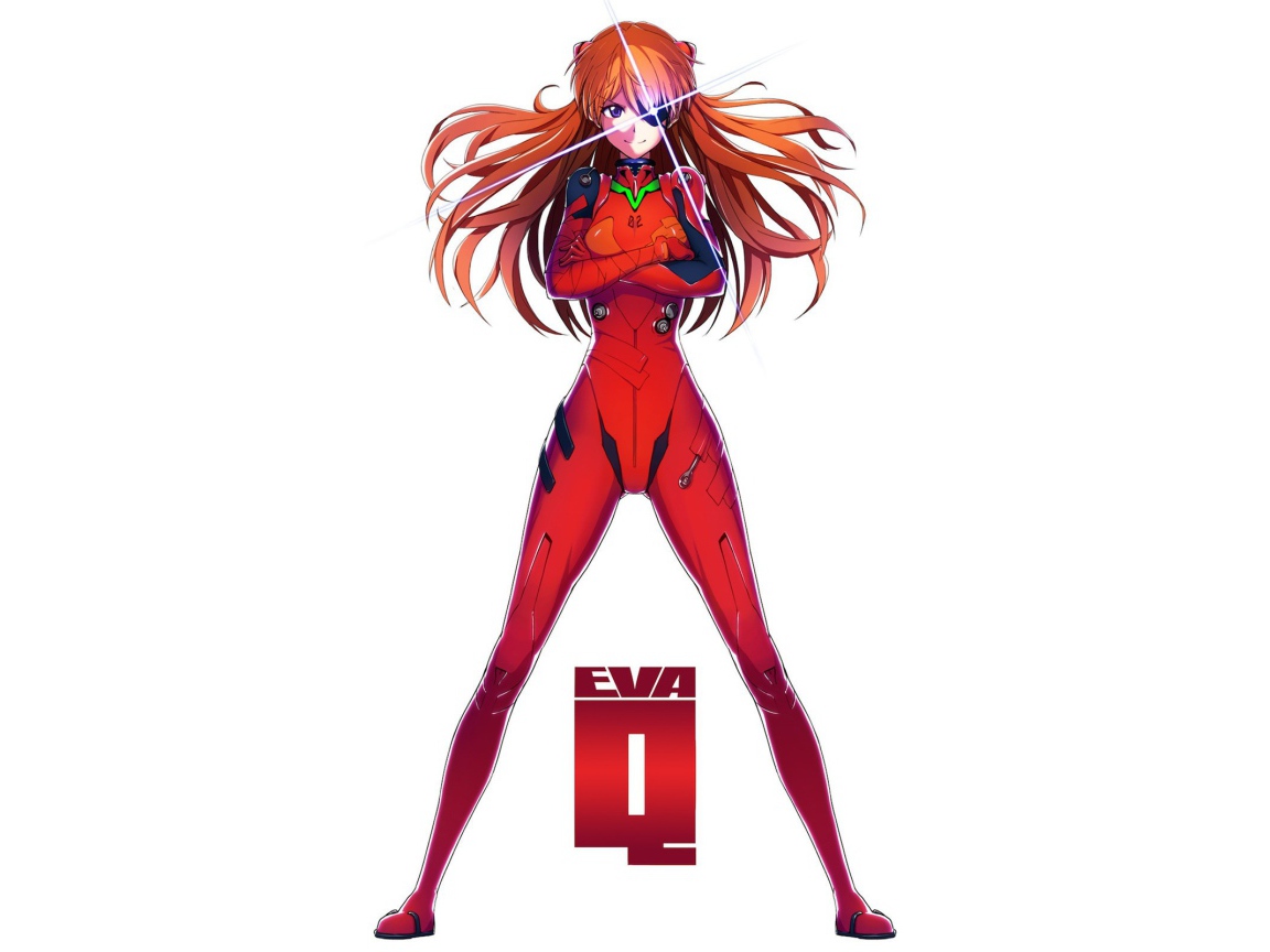 Девушка аниме Аска Лэнгли Сорью в красном