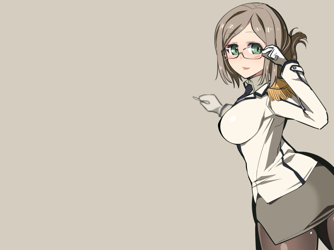 Аниме девушка Кантай, серый фон