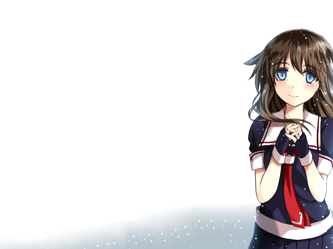 Аниме девушка Кантай, белый фон