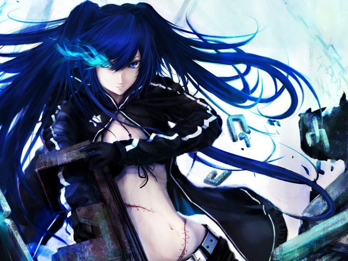 Девушка герой аниме с синими волосами