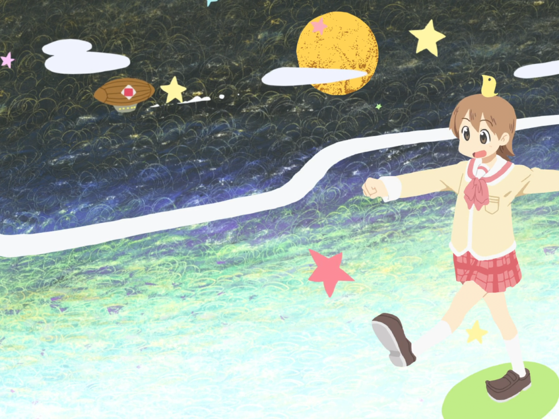 Аниме девушка на детском рисунке