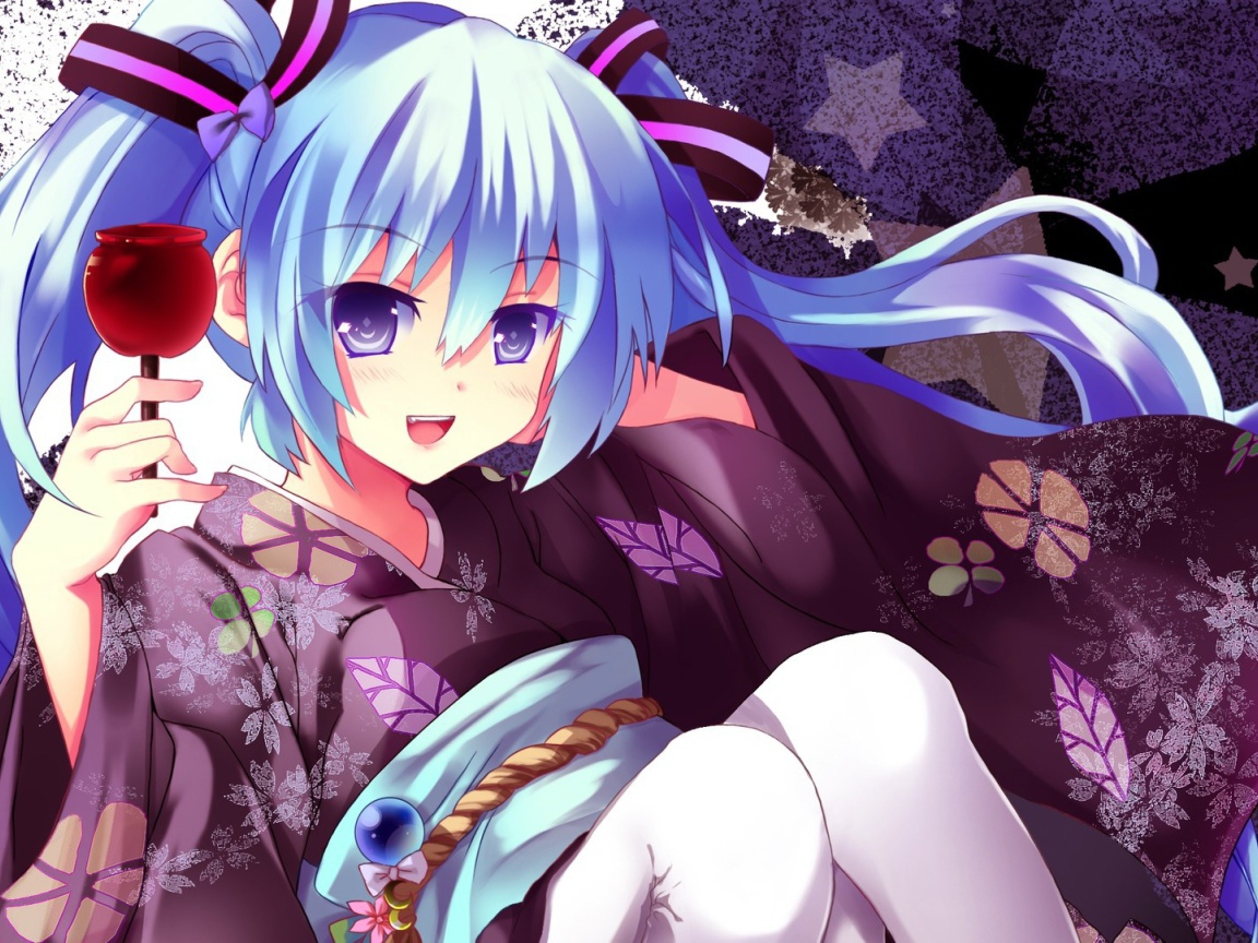 Аниме девушка с бокалом в руке