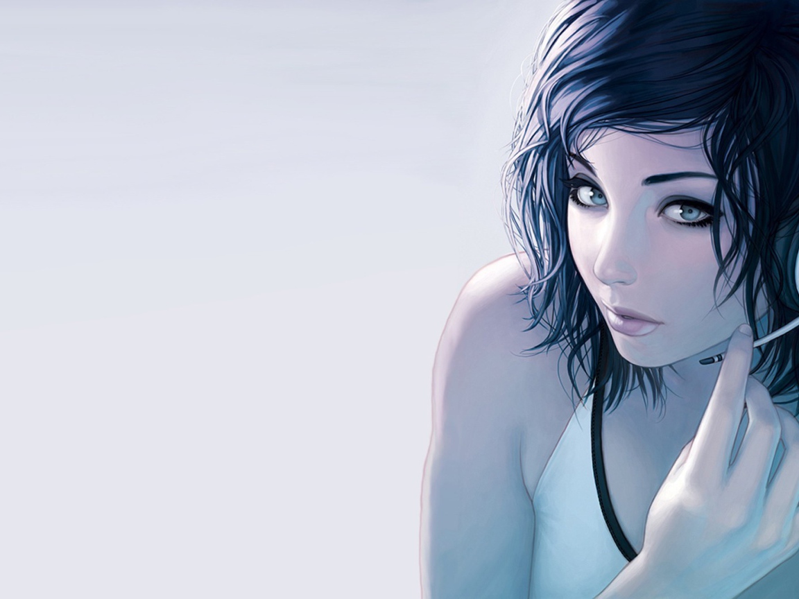 Девушка в наушниках аниме