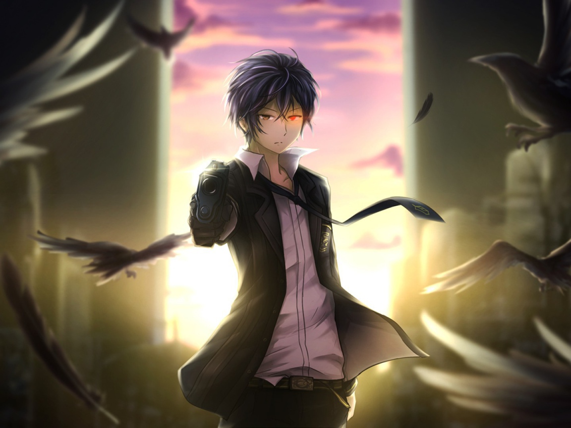 Герой аниме среди воронов