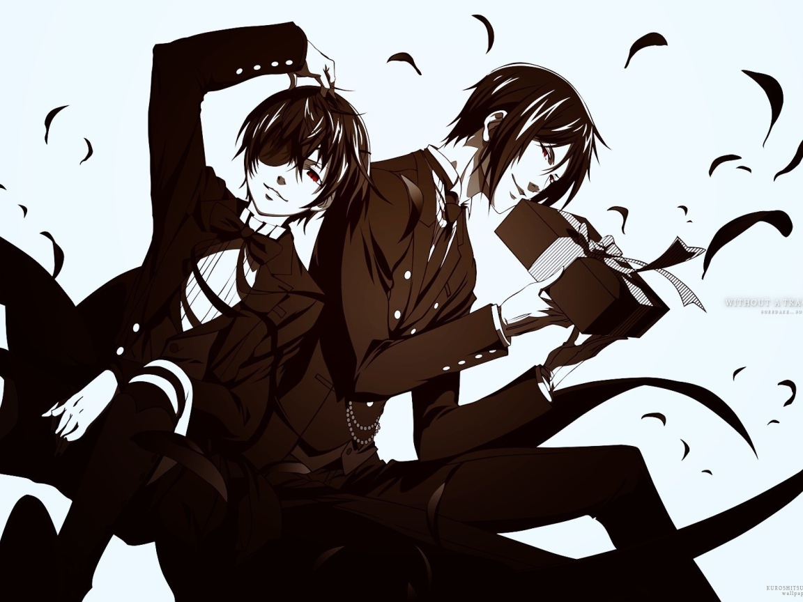 Черно белые герои аниме Тёмный дворецкий