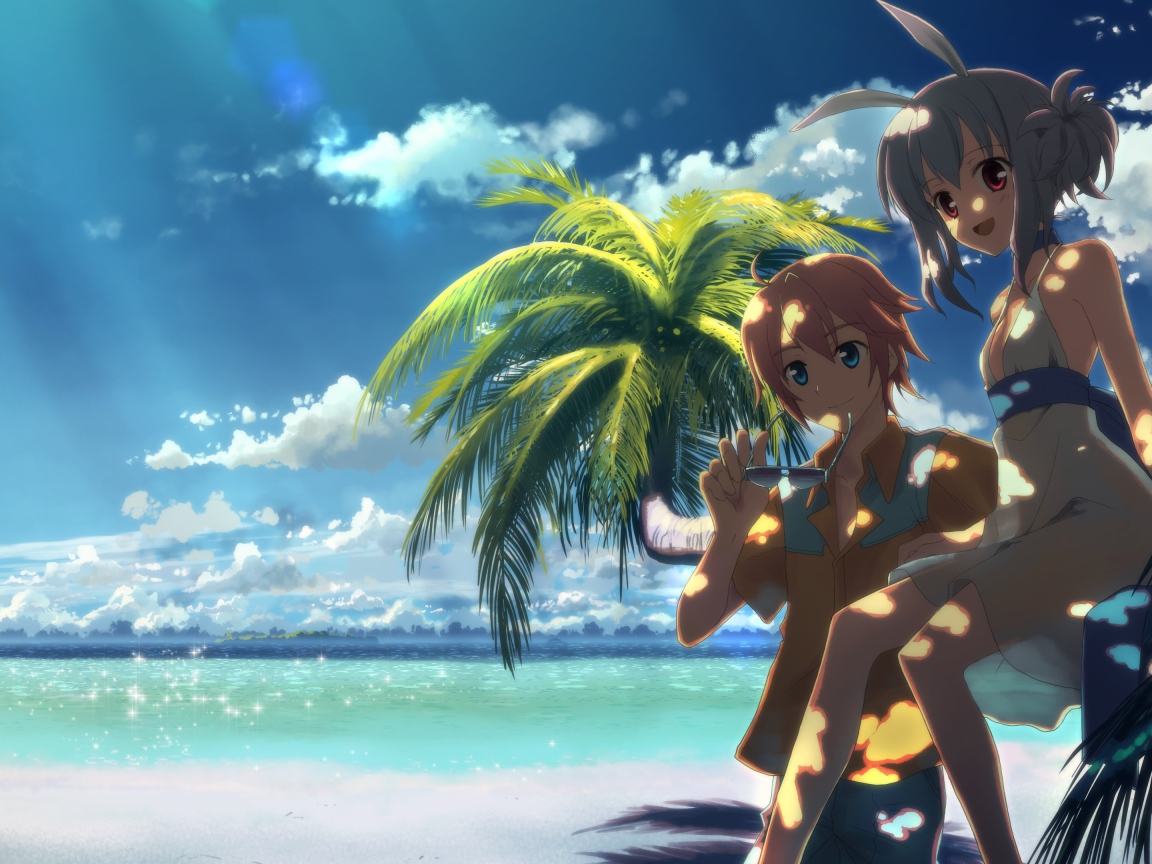 Пара на пляже в аниме DJ Max