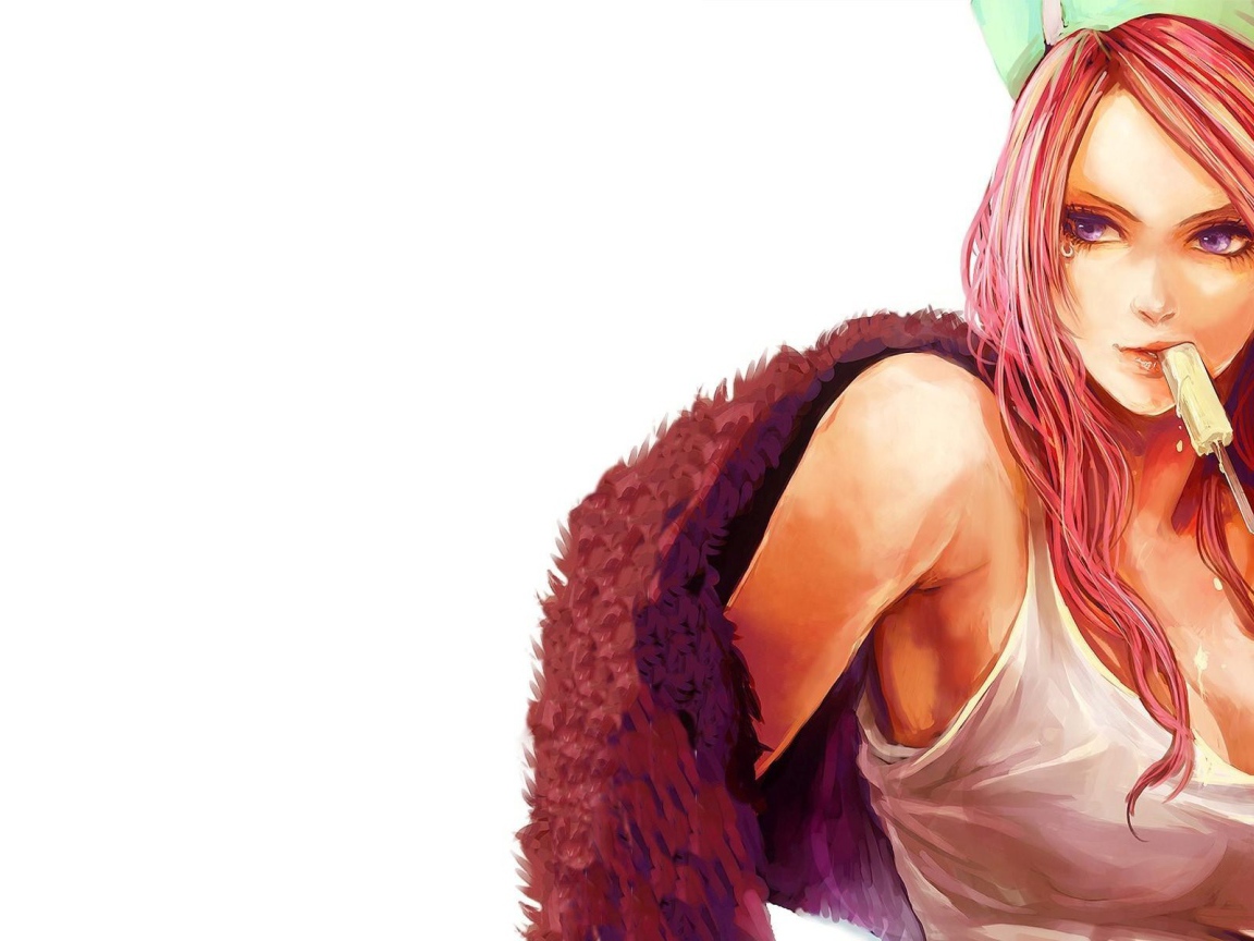 Девушка ест мороженое в аниме One Piece