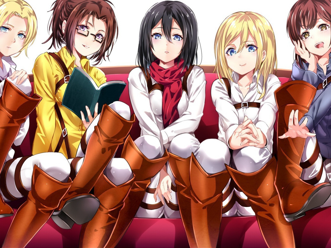 Девушки читают книгу в аниме Shingeki no Kyojin