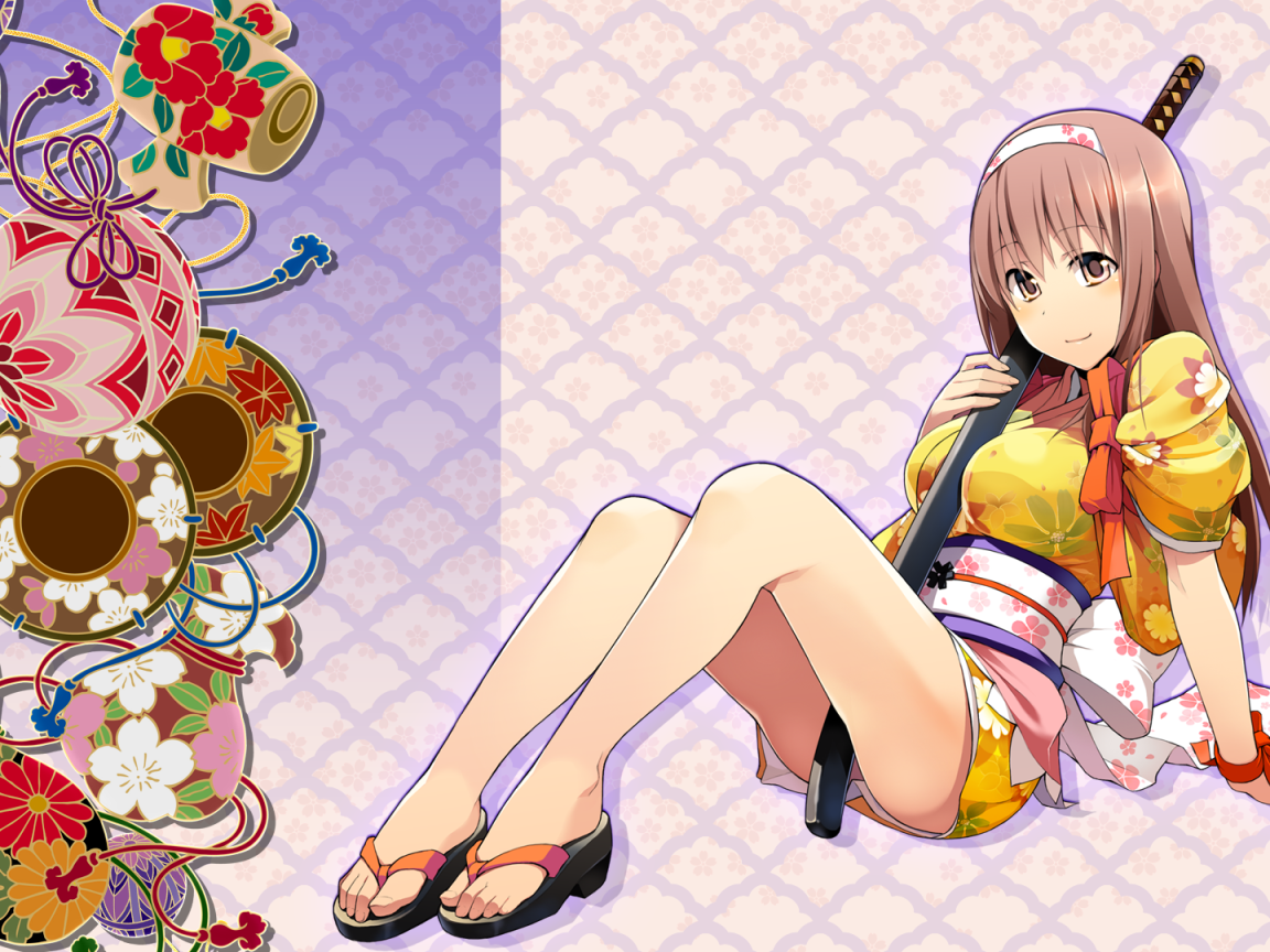 Девушка с катаной в аниме Onigirl