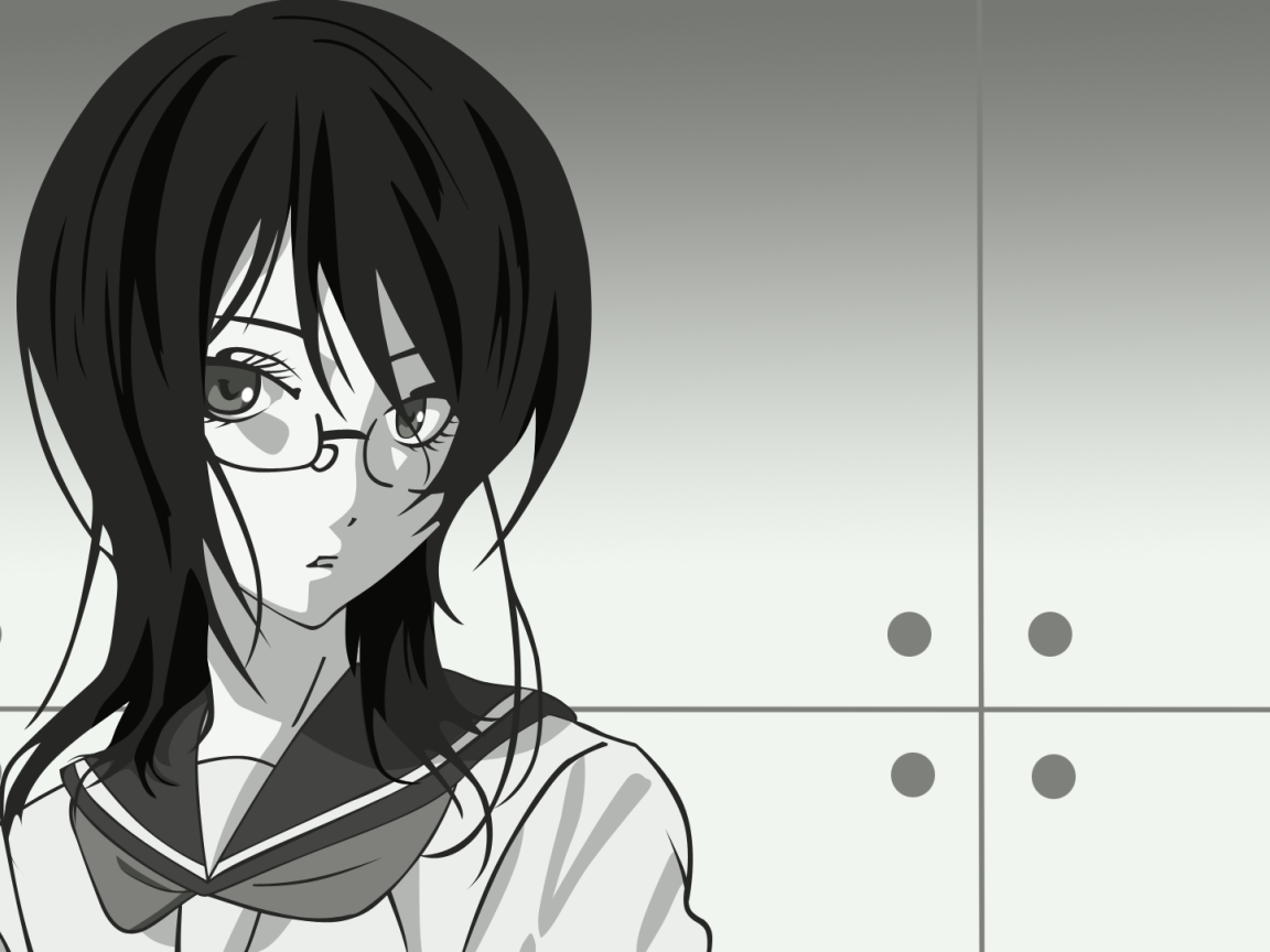 Девушка в очках в аниме Sayonara Zetsubou Sensei