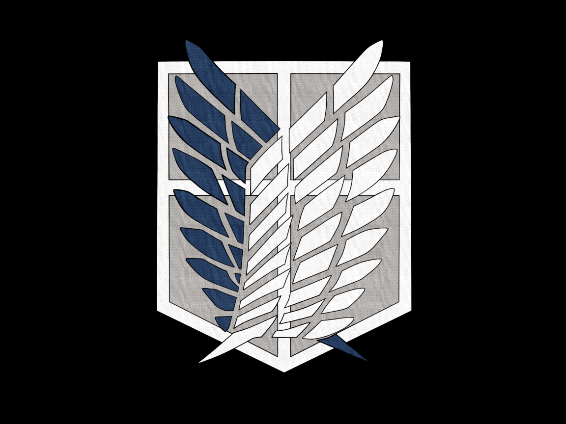 Логотип из аниме Атака Титанов на черном фоне