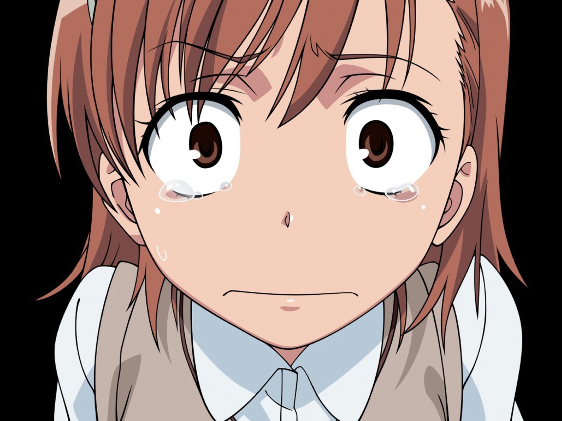 Грустная девушка из аниме Некий научный Рейлган