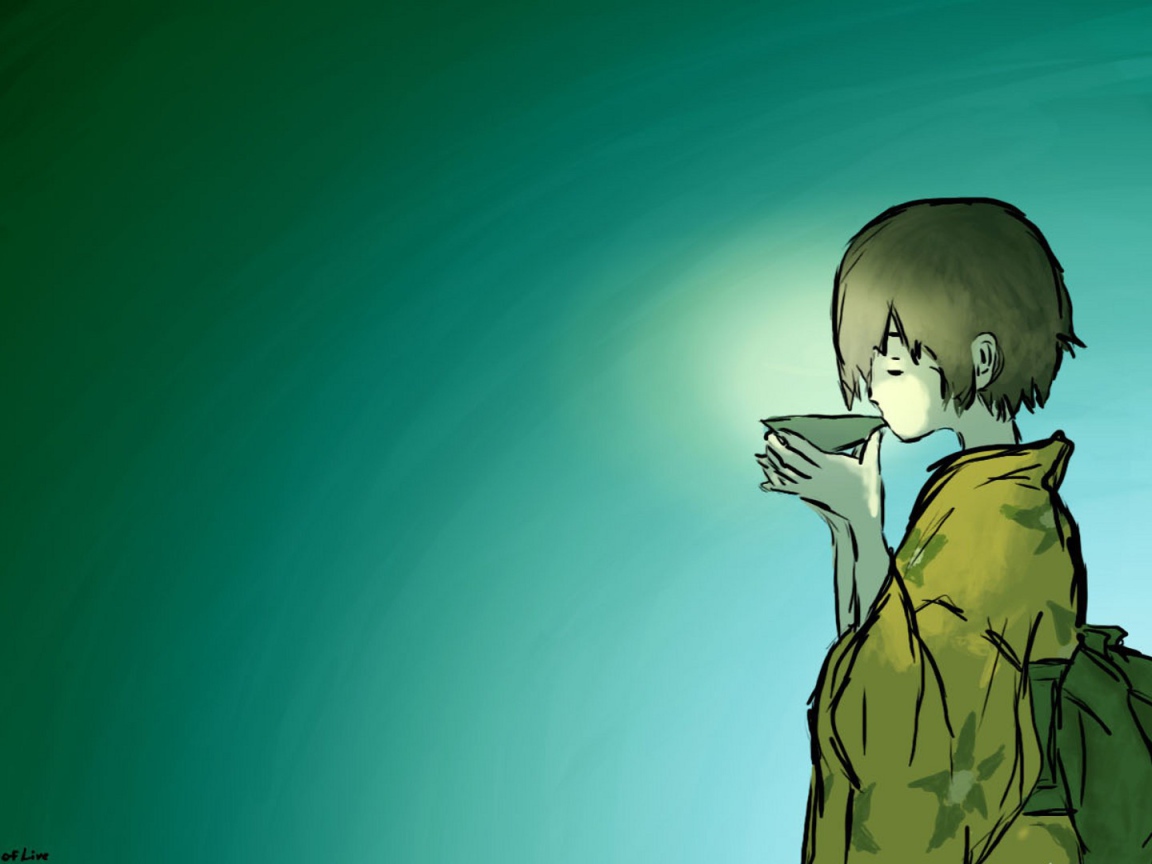 Девушка пьет чай, аниме Мастер Муси