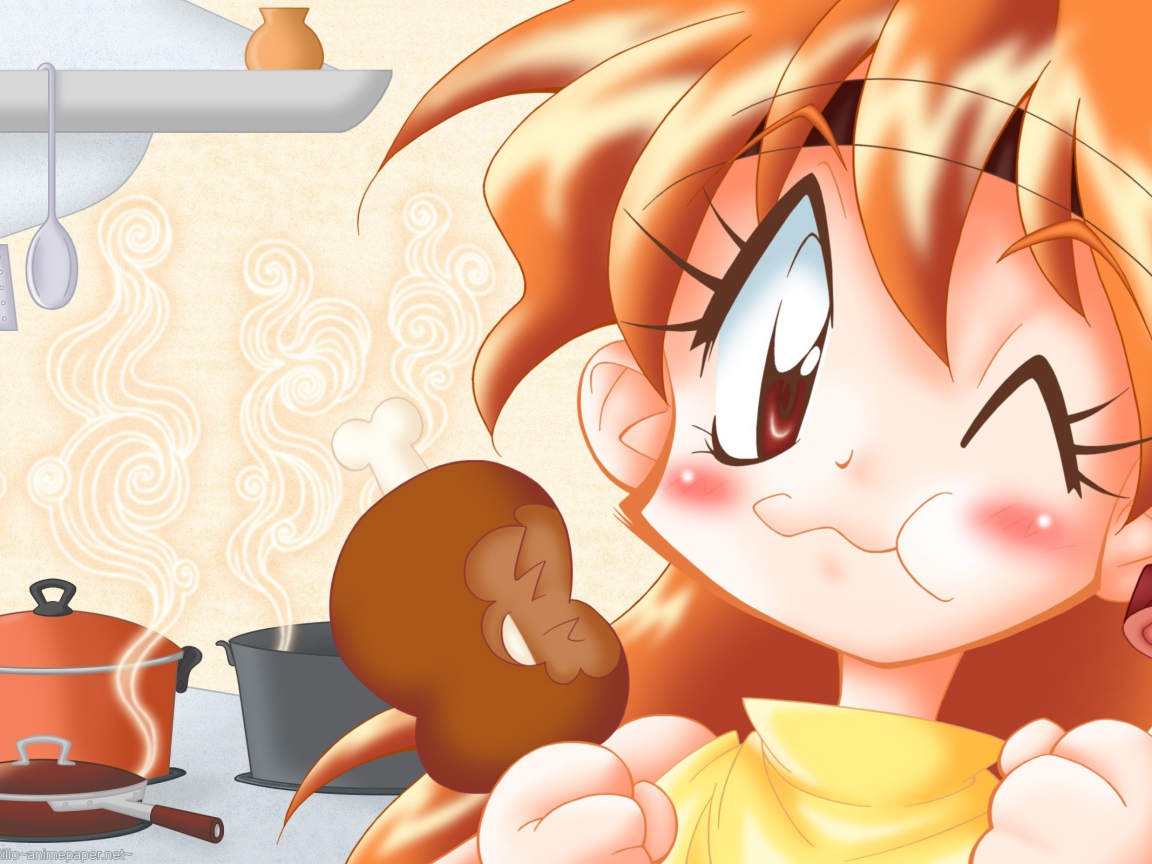 Девушка аниме Рубаки кушает мороженое