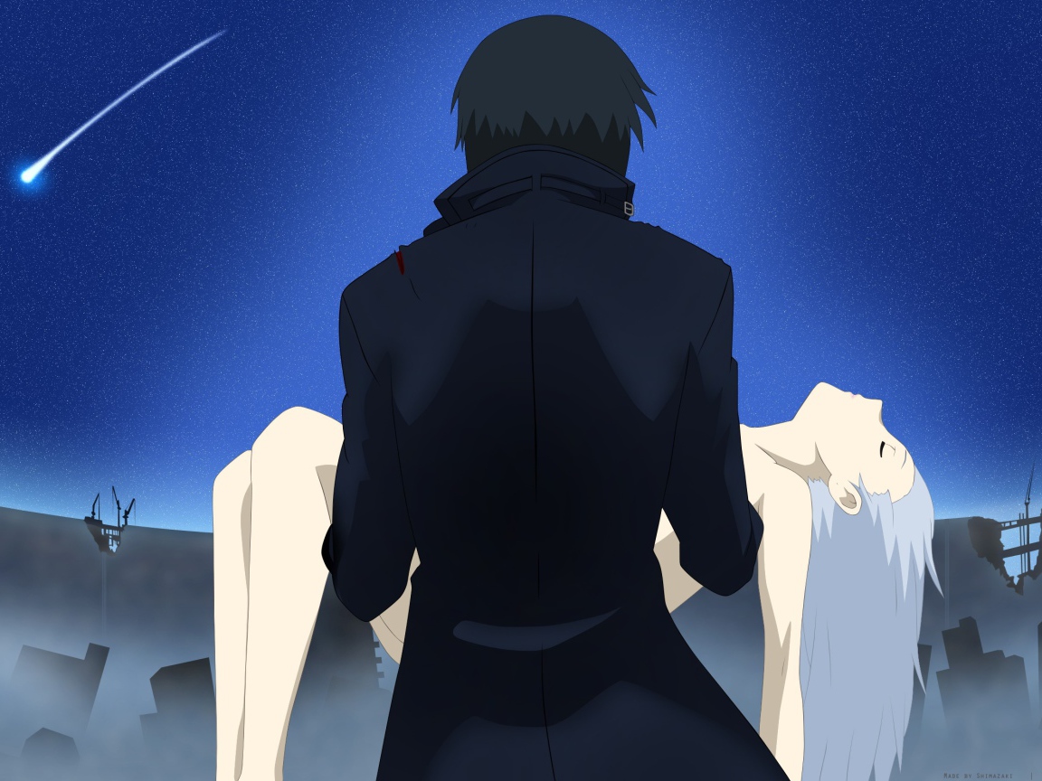 Девушка на руках парня, аниме Darker than Black