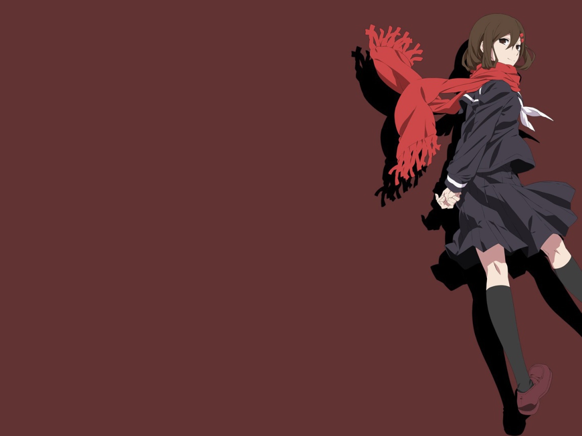 Девушка на коричневом фоне, аниме Kagerou Project