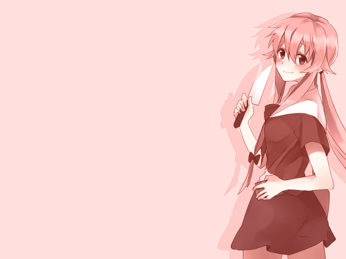 Девушка с ножом в аниме Яндере