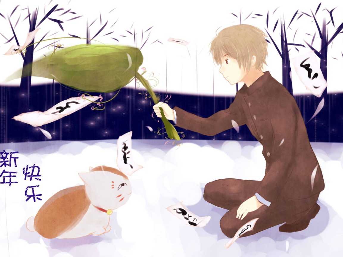 Парень играет с котом